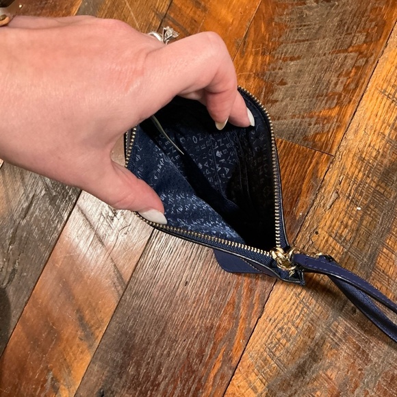 Kate Spade New York Blue Saffiano Leather Zip Wristlet Clutch - Picture 7 of 7